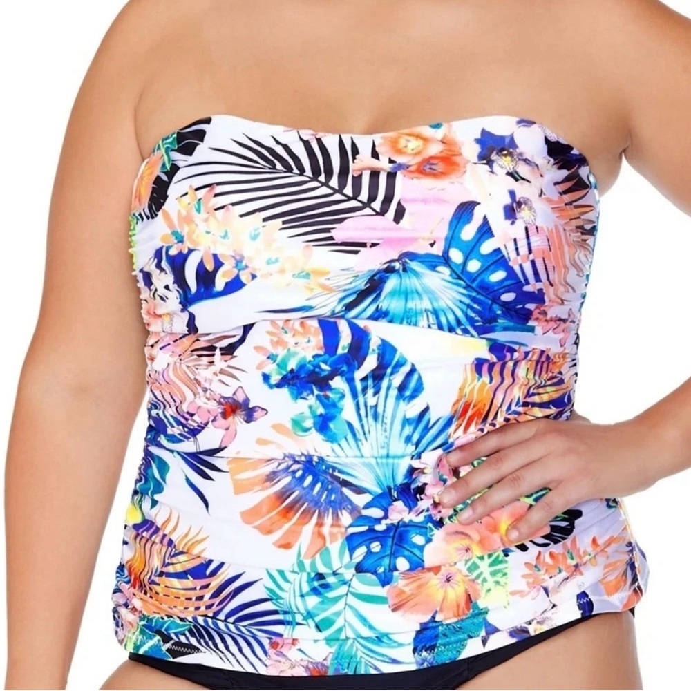 RAISINS CURVE Protea Underwire Tankini Top Swimsuit Plus Size 24W NWT